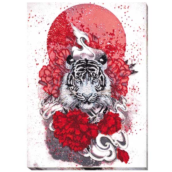 Набір для вишивання бісером на натуральному художньому холсті «Бай-ху (Білий тигр)» (30х41см)  - фото 1