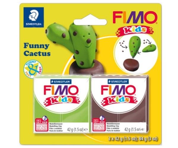 Набор для лепки из полимерной глины FIMO Kids "Кактус", 2 цв.*42 гр. - фото 1