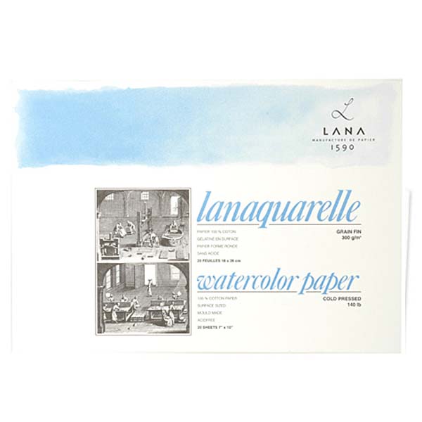 Блок-склейка акварельной бумаги Lanaquarelle, 100% хлопок, среднее зерно(СР), 18х26см, 20л, 300г/м2 - фото 1