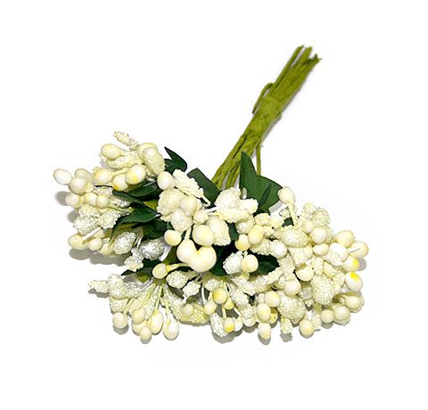 Веточка (8см) розы с тычинками белая