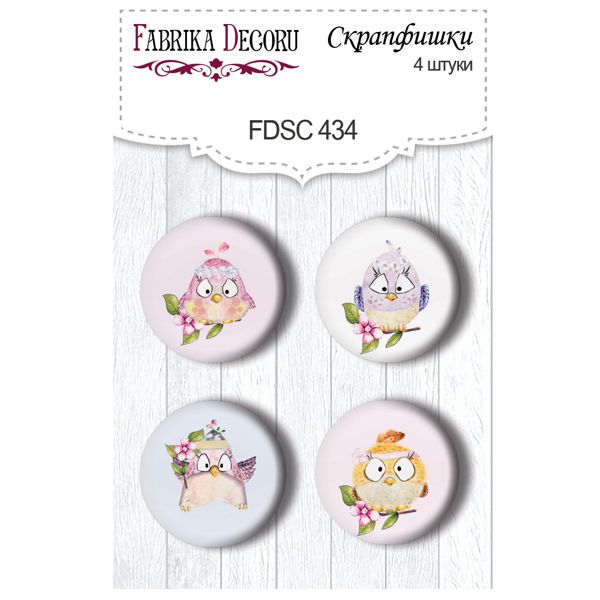 Набор скрап-фишек «Cutie sparrow girl №434» d-2,5 см, Фабрика Декору, 4 шт/уп.