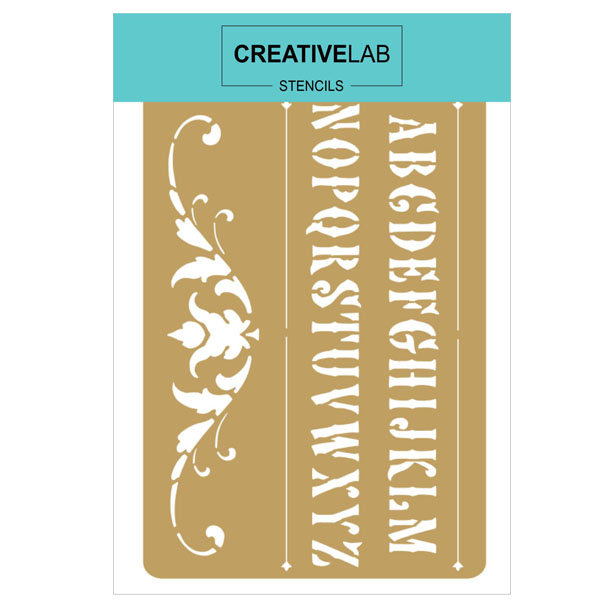 Трафарет CreativeLab «Викторианский шрифт и бордюр», многоразовый (не клейкий), 13х19 см