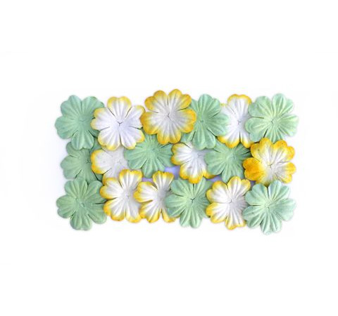 Квіточки з паперу «Світло-зелений, жовтий», D-28 мм, 20 