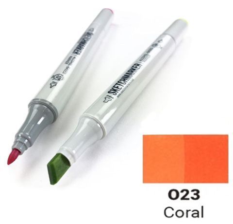 Маркер SKETCHMARKER, цвет КОРАЛЛОВЫЙ (Coral) 2 пера: тонкое и долото, SM-O023