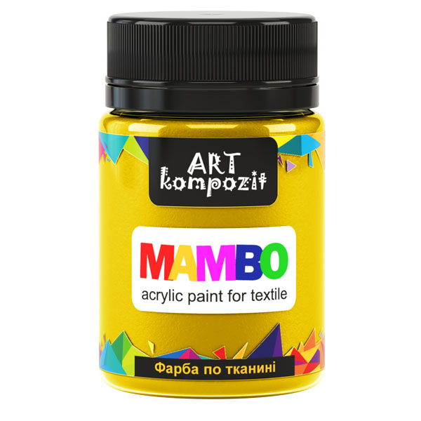 Краска для рисования по ткани MAMBO "ART Kompozit", цвет: 4 ЖЁЛТЫЙ ОСНОВНОЙ, 50 ml