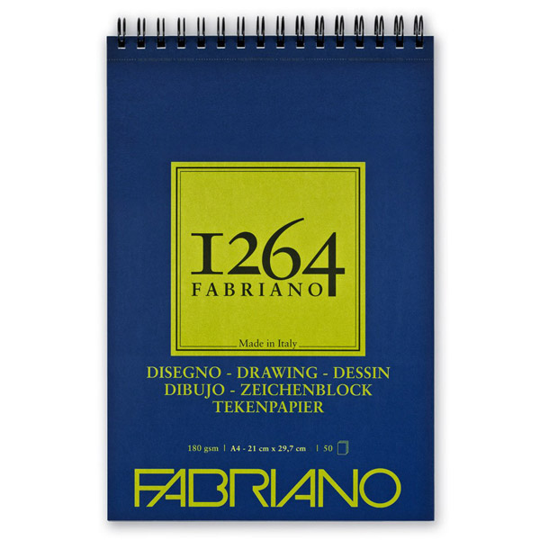 Альбом для рисунка и эскизов Fabriano 1264, на спирали, A4, 50 л., 180г/м2 - фото 1