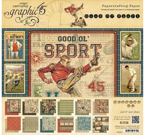 Набор бумаги Graphic45 «Good Ol' Sport », 20х20 см, 24л.