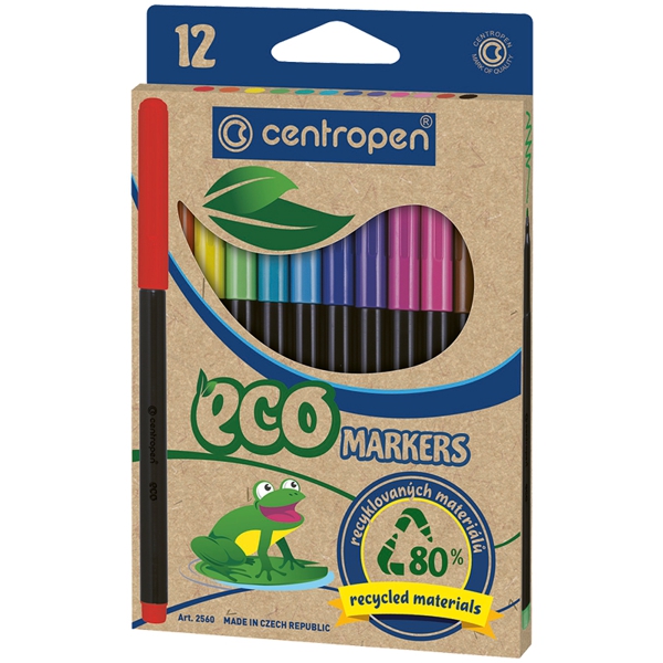 Набір фломастерів Centropen 2560 «ЕКО», 2 мм, 12 кольорів  - фото 1