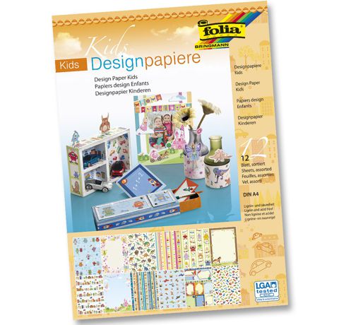 Дизайнерская бумага Folia «Kids» (12 листов), А4