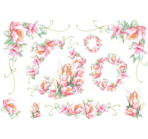Рисовий папір Stamperia «Рожеві квіти та фея», 30*50 см 