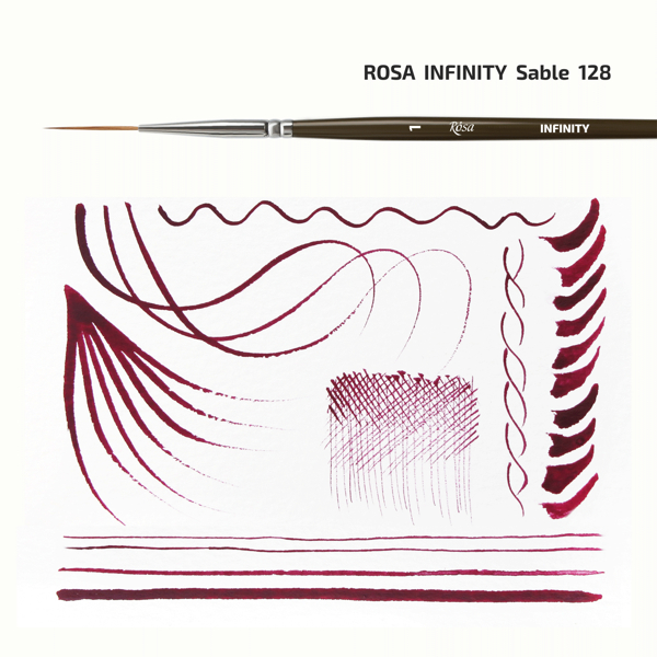 Кисть ROSA INFINITY 128, соболь круглый, лайнер, короткая ручка, №3 - фото 2
