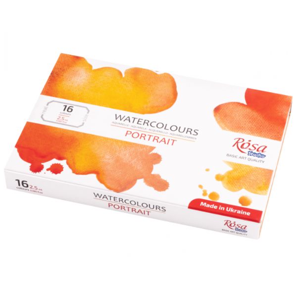 Набор акварельных красок PORTRAIT 16*2,5мл, кювета, картон, ROSA Studio - фото 2