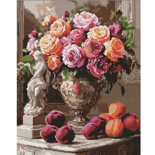 Алмазна мозаїка Ідейка «Вишукані троянди», 40x50 см, полотно на підрамнику