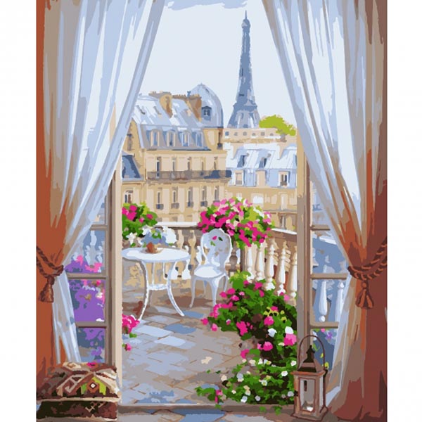 Цветной Премиум / Картина по номерам «Цветущий Париж»