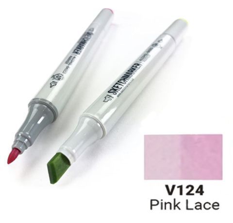 Маркер SKETCHMARKER, колір рожеві Кружкова (Pink Lace) 2 пера: тонке та долото, SM-V124 