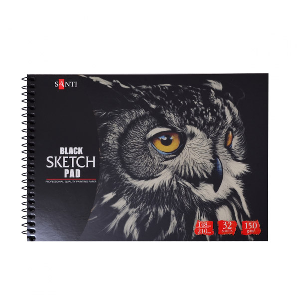 Альбом с черной бумагой SANTI "Black Sketch Pad", А5 , 32 л., 150 г/м2 - фото 1