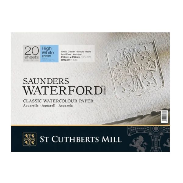 Блок паперу для акварелі Saunders Waterford, CP, 100% cotton, High White, 300 г, 41х31 см (20 л.) - фото 1
