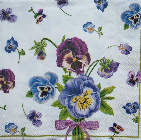 Салфетка   Букет анютиных глазок