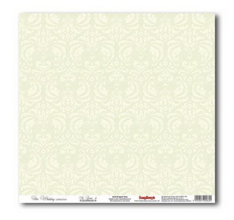 Бумага для скрапбукинга Свадебная Нежно-Зеленая-4, 30,5х30,5 см