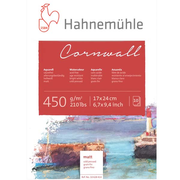Блок акварельной бумаги Hahnemuhle «Cornwall», 100% целлюлоза, среднее зерно, 36х48см, 10л, 450г/м2 - фото 1