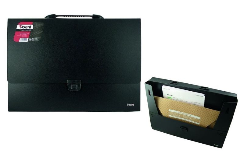 Портфель на 1 відділення, пластик, чорний AXENT. А3 (44.5x33.5x3.5 см) 