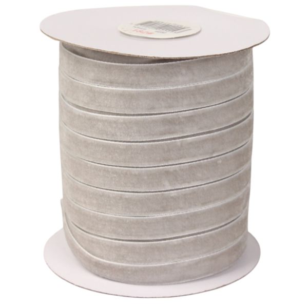 Лента бархатная, Светло-серая,1 см/1 метр - фото 1