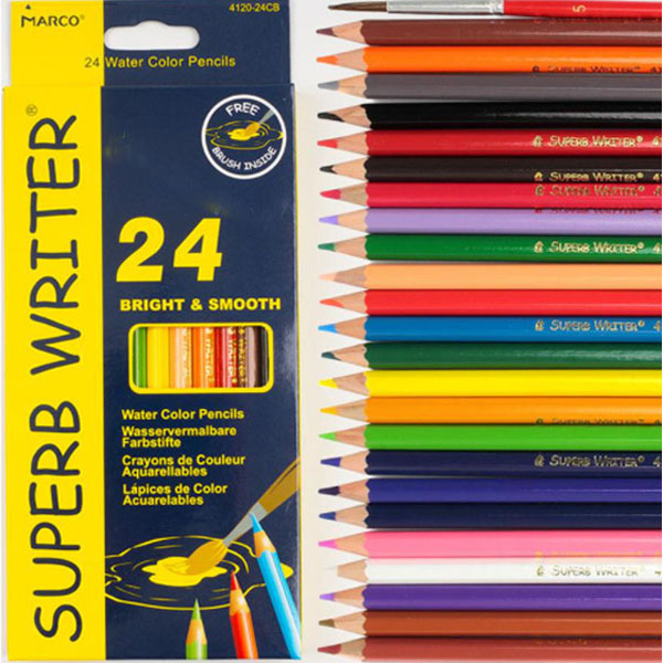 Акварельні олівці Marco Superb writer, 24 цв+пензлик 