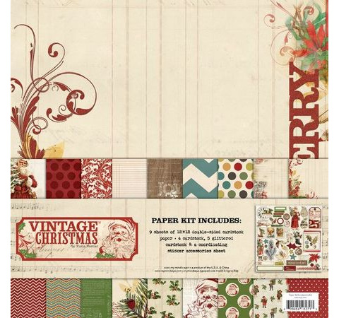 Набор бумаги 30х30 см Vintage Christmas, 10л.