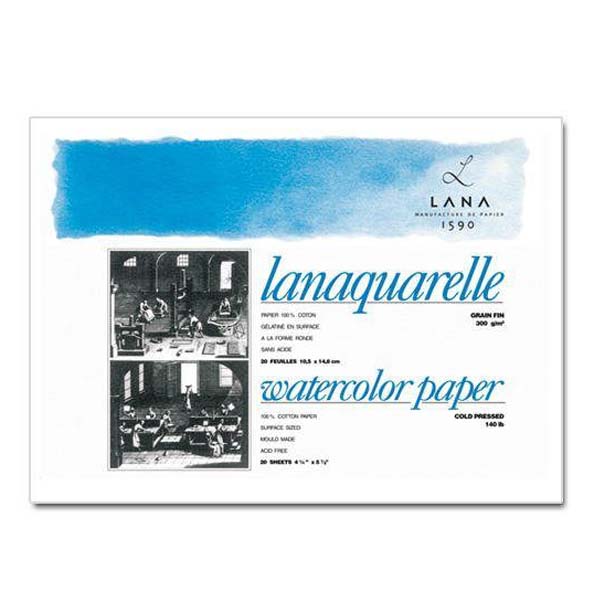 Блок-склейка акварельной бумаги Lanaquarelle, 100% хлопок, среднее зерно(СР), 23х31см, 20л, 300г/м2 - фото 1