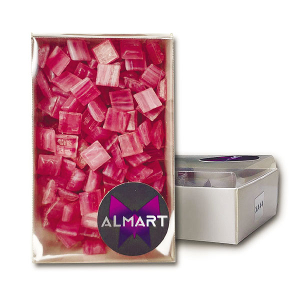 Скляна мозаїка ALMART, глянсова, рожева, 10x10 мм, 150 гр (204 шт). 