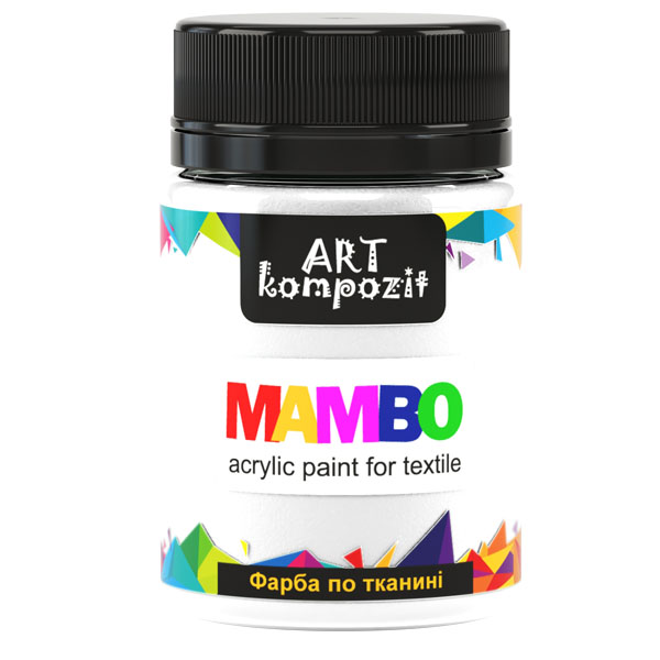 Краска для рисования по ткани MAMBO "ART Kompozit", цвет: 1 БЕЛЫЙ, 50 ml