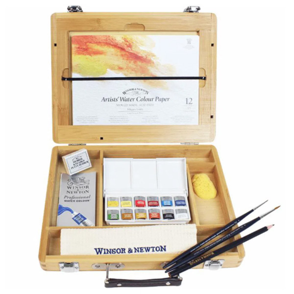 Подарочный набор акварельных красок в деревянной коробке от Winsor - фото 1