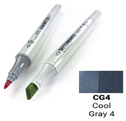 Маркер SKETCHMARKER, цвет ПРОХЛАДНЫЙ СЕРЫЙ 4 (Cool gray 4) 2 пера: тонкое и долото, SM-CG04