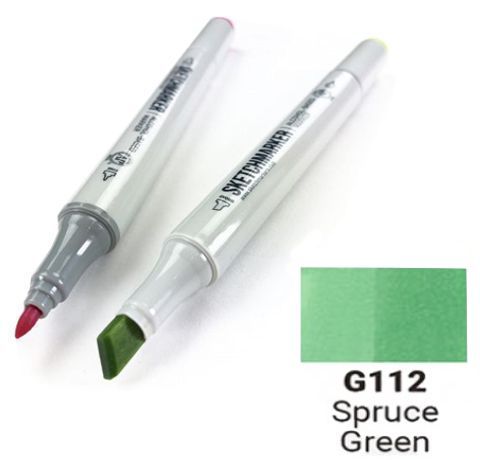 Маркер SKETCHMARKER, колір ЗЕЛЕНА ЯЛИНА (Spruce Green) 2 пера: тонке та долото, SM-G112 