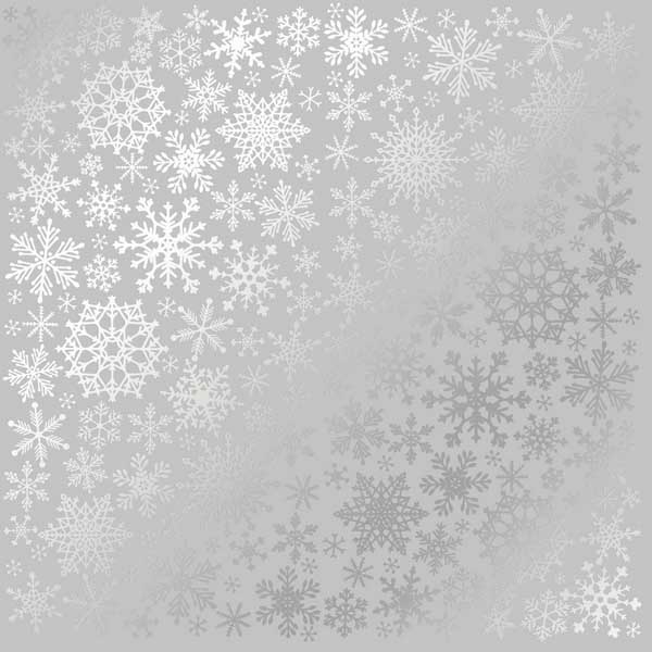 Лист бумаги с фольгированием "Silver Snowflakes Gray", 30,5x30,5 см, Фабрика Декору