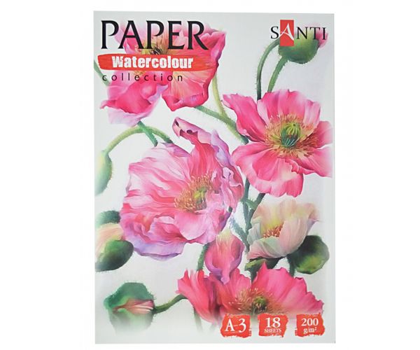 Акварельная бумага SANTI "Floristics", А3, "Paper Watercolor Collection", 18 л., 200г/м2 - фото 1