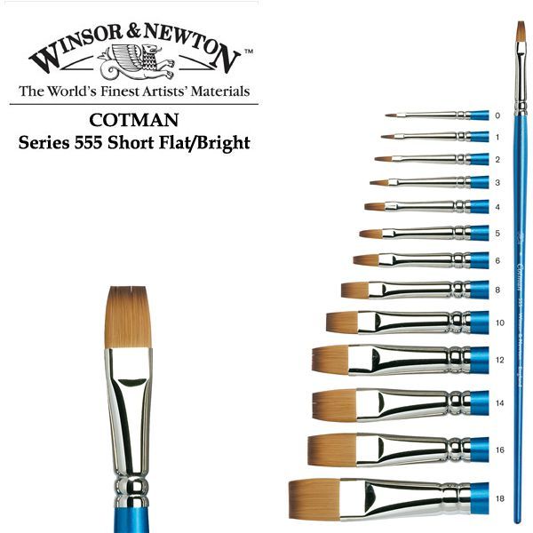 Winsor плоская кисть, синтетика (имит. Соболя), д/р, 555 Cotman Brushes Flat. #14