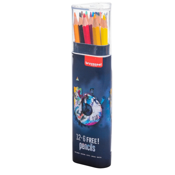 Набор цветных карандашей в трехгранном пенале TEENS Bruynzeel, 16цв. +2 графит - фото 1