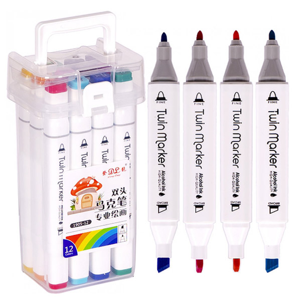 Набор скетч-маркеров для рисования, в пластиковом боксе (12 шт/уп.)