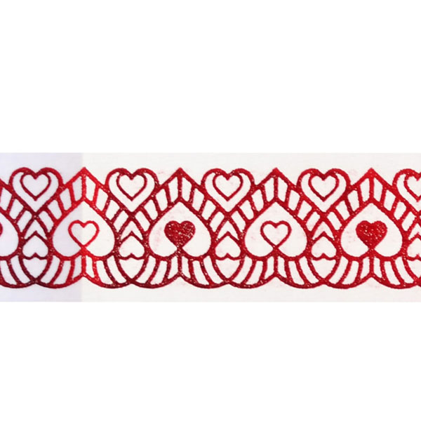 Стрічка паперова фольгована, самоклеюча, Santi "З любов'ю", червоний, 3 м  - фото 2