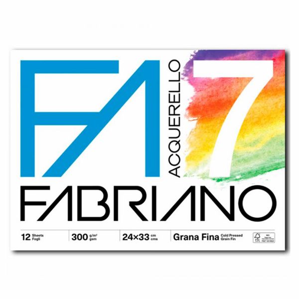 Папка для акварели Fabriano 7, 24*33 см, 300г/м2, 12 л, среднее зерно, Fabriano - фото 1