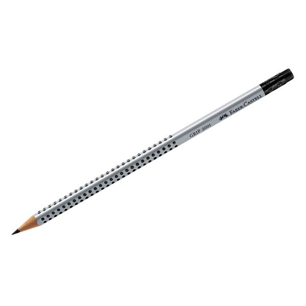 Олівець чорнографітний Faber-Castell GRIP2001, трикутний, з гумкою, твердість: В - фото 2