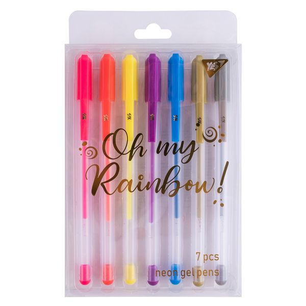 Ручки гелевые YES "Oh My Rainbow!", неоновые, набор 7 шт/уп. - фото 1