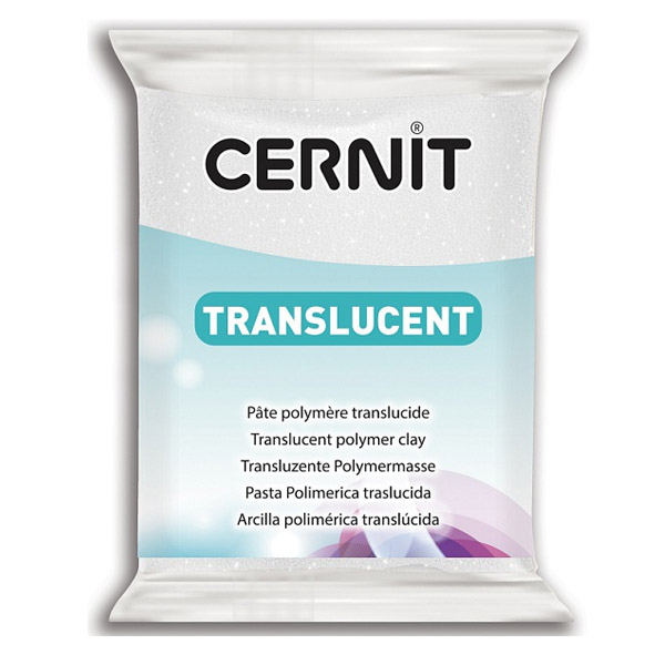 Полимерная глина Cernit TRANSLUCENT, прозрачная с глиттером БЕЛАЯ, 56 гр.
