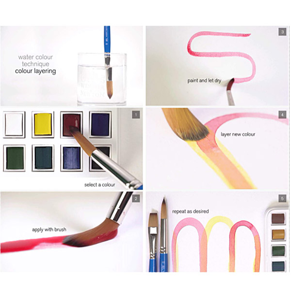 Winsor набор акварельных красок Cotman Half Pan Studio Set, 12 полукювет+ кисточка - фото 4