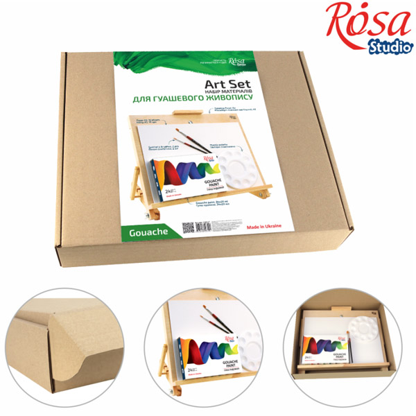 Набор материалов для живописи гуашью №2 (краски, мольберт, бумага, кисти, палитра), ROSA Studio - фото 1