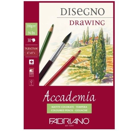 Склейка для рисунка Fabriano Accademia Disegno Drawing А5 (14,8*21см), 200г/м2, 30л.