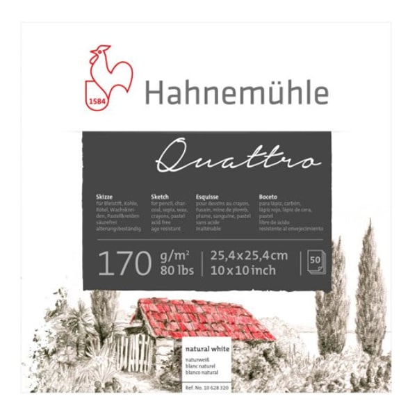 Альбом для нарисів Hahnemuhle «Quattro», квадратна форма, 50л, 170г/м2, 25,4х25,4см 