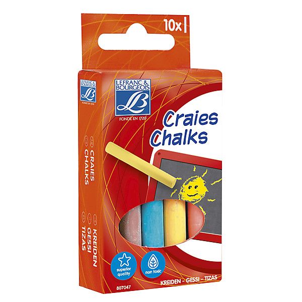 Набір кольорових крейд Lefranc Chalks Box of 10 color chalks, 10 шт/уп. 