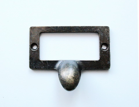 Металлическая ручка-рамка, цвет - темный металл. 27*55 мм